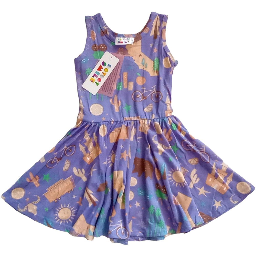 Dot Smile Girls Sz 8 10‎ California Dreamin' Purple Blue Tank Dress Lightweight